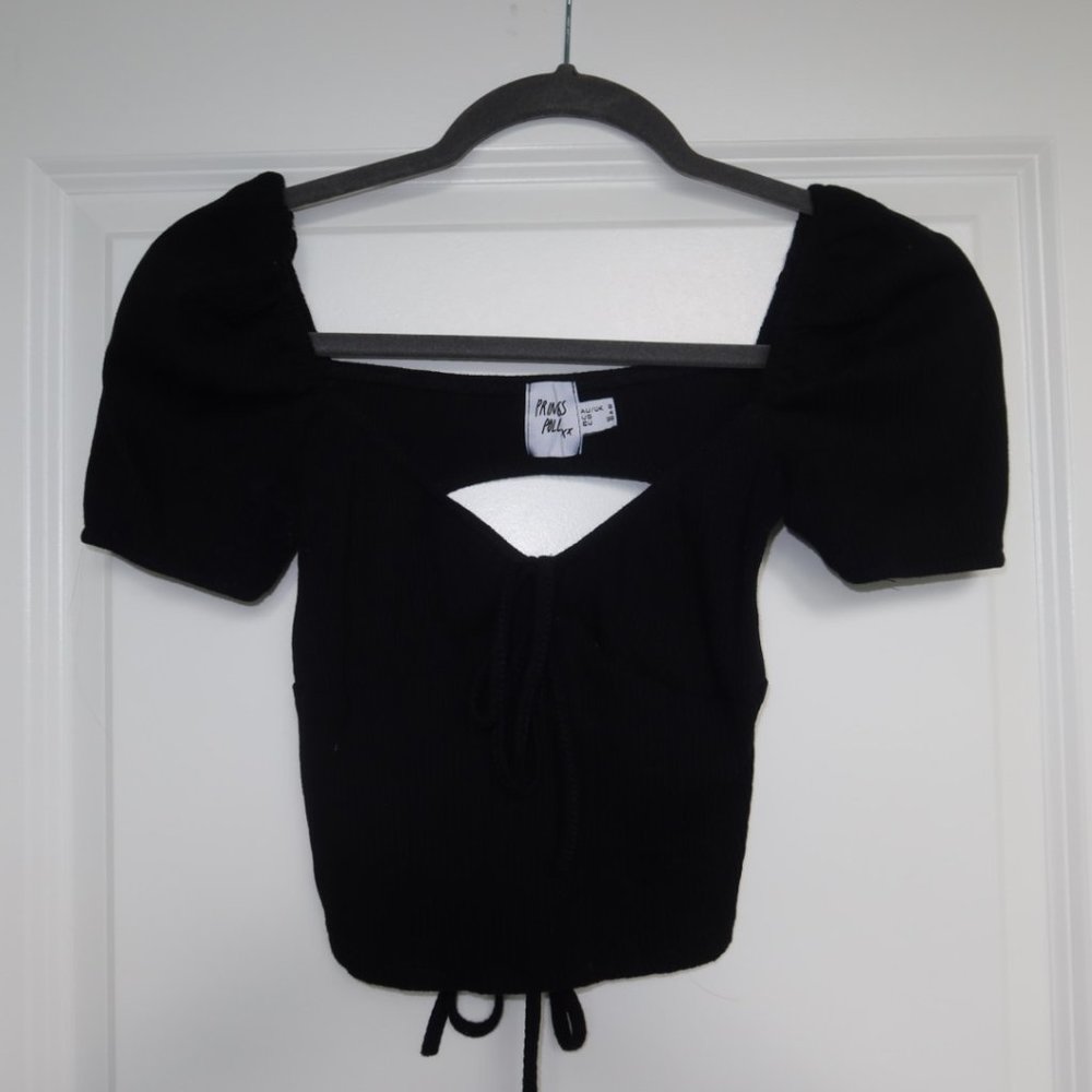 Princess Polly Luana Tie-Back Black Top (US Size 4)